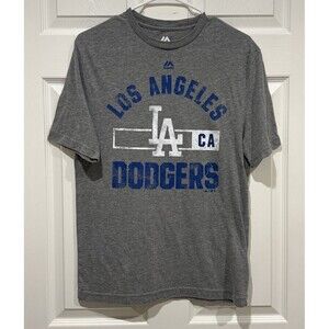 Los Angeles Dodgers Shirt Men’s S Gray MLB Majestic Soft LA CA Fan Shirt